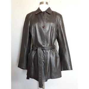 Brown Spanish Leather Coat Size Medium US 8